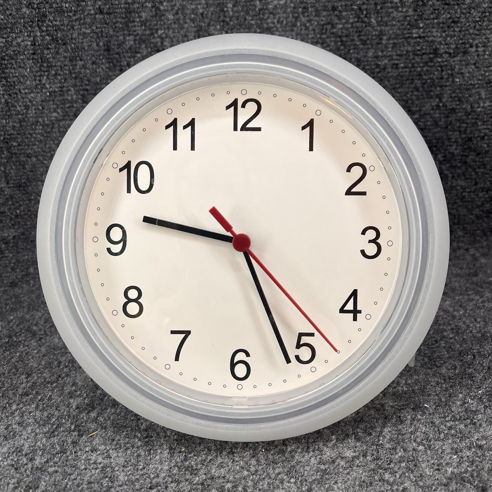 IKEA Rusch Analog Wall Clock 9.75" White Opaque Round Circle Battery Powered